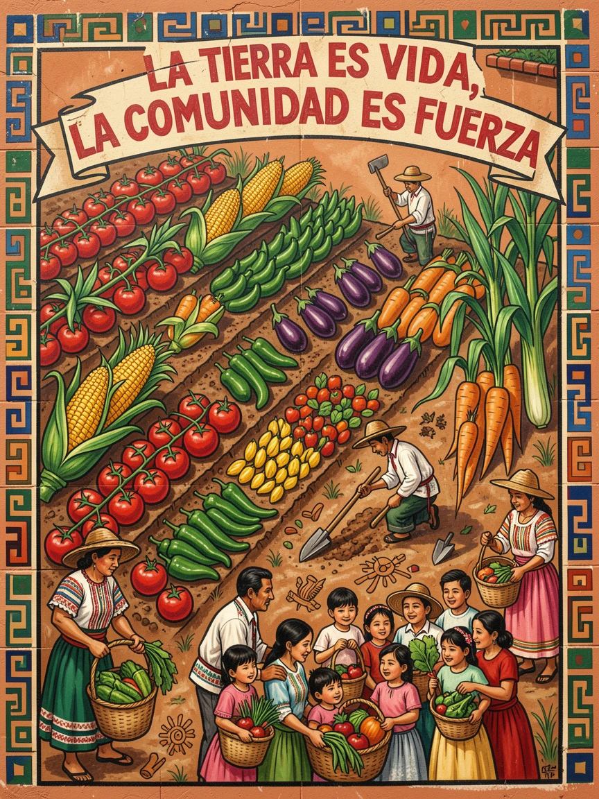 A vegetable garden with neat rows of colorful produce
