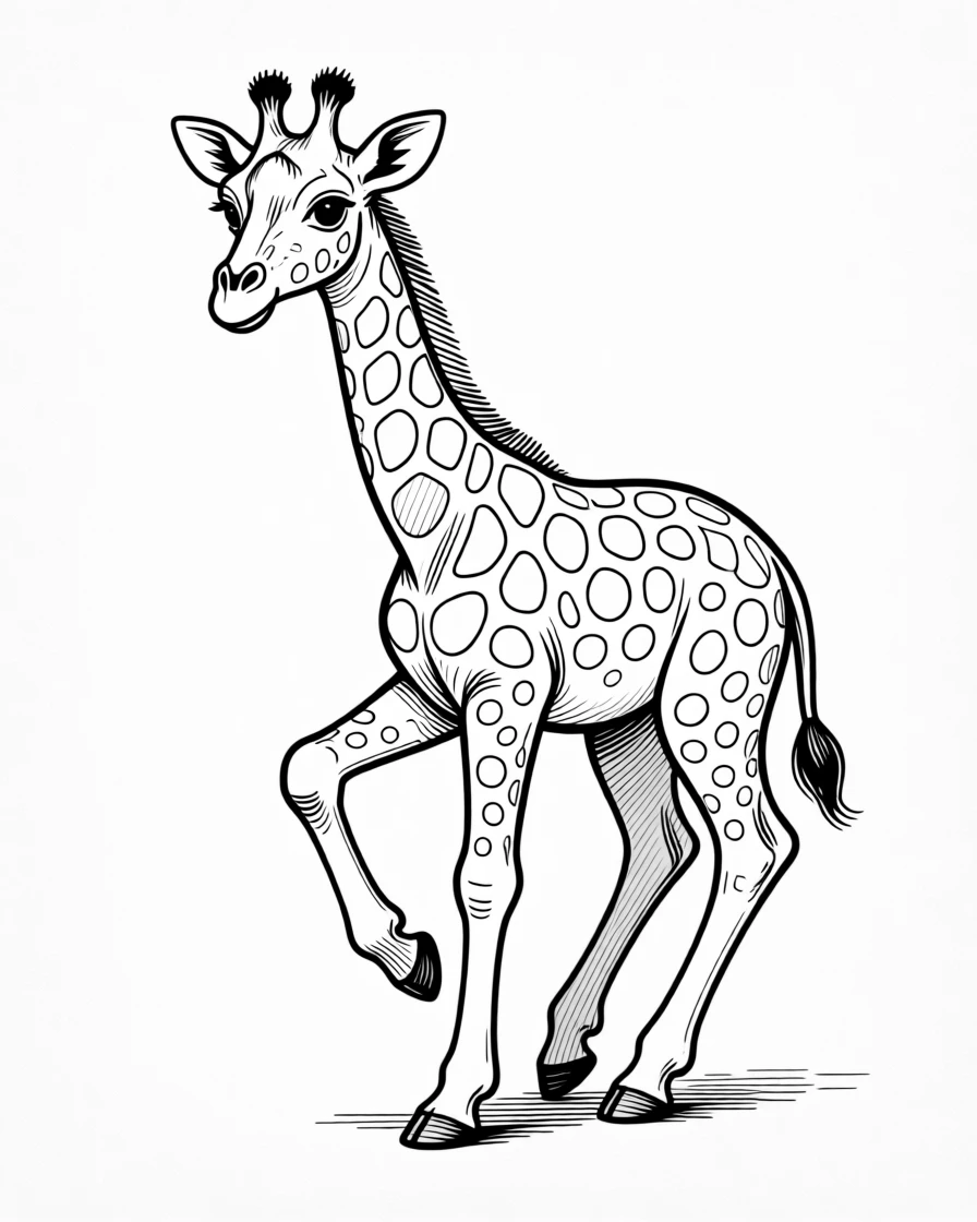 A baby giraffe with wobbly legs taking first steps