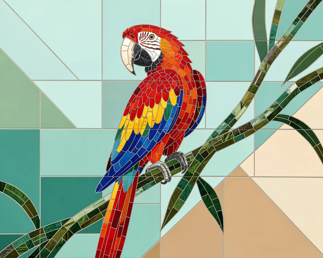 A scarlet macaw perched on a jungle vine.