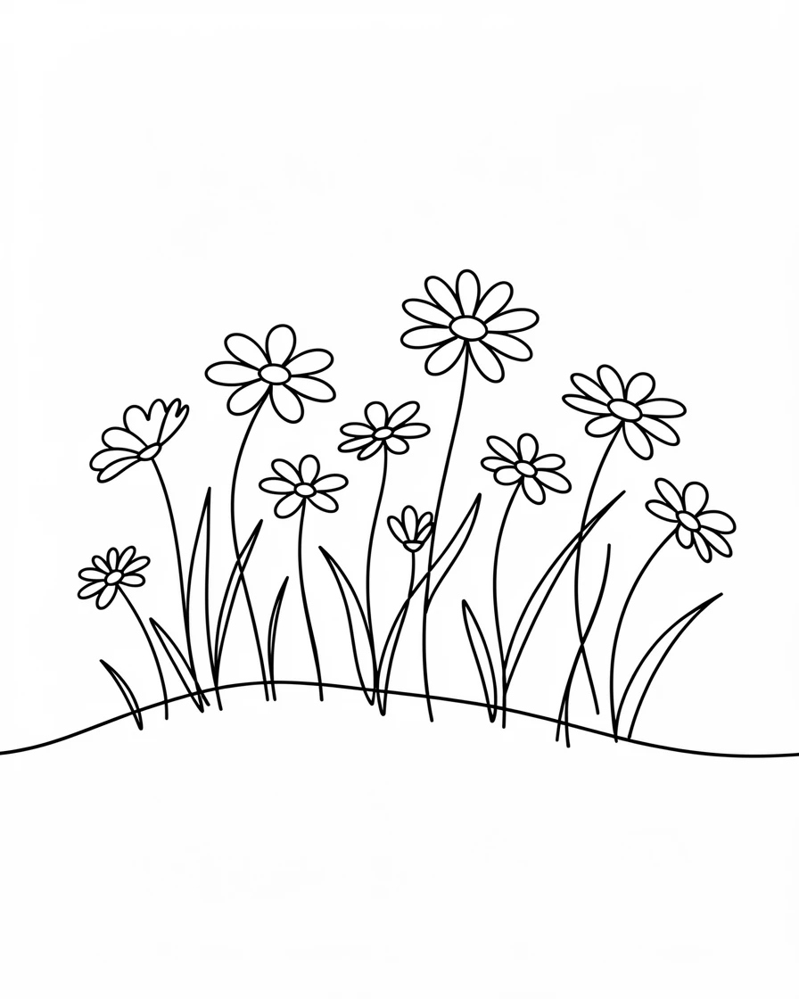 A meadow scattered with wild daisies swaying gently in the breeze