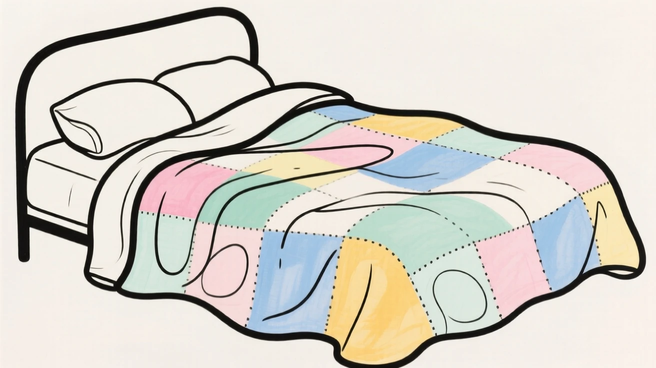 A patchwork quilt on a bed