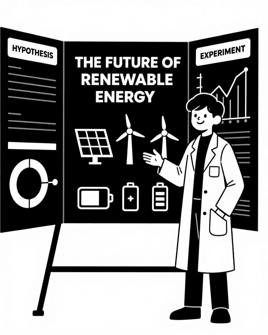 A young scientist presenting a science fair project.