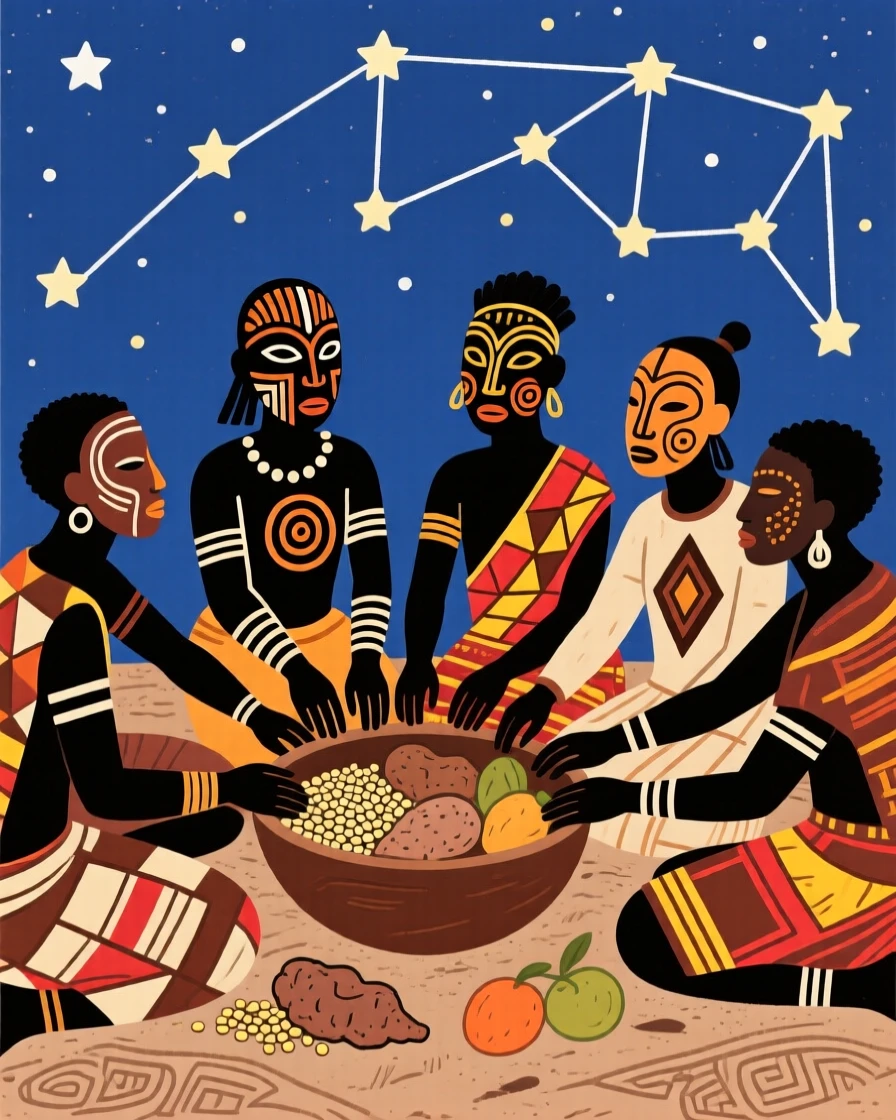 A united village sharing a meal beneath the stars.