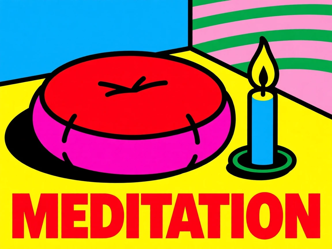 Meditation corner with a cushion and candle