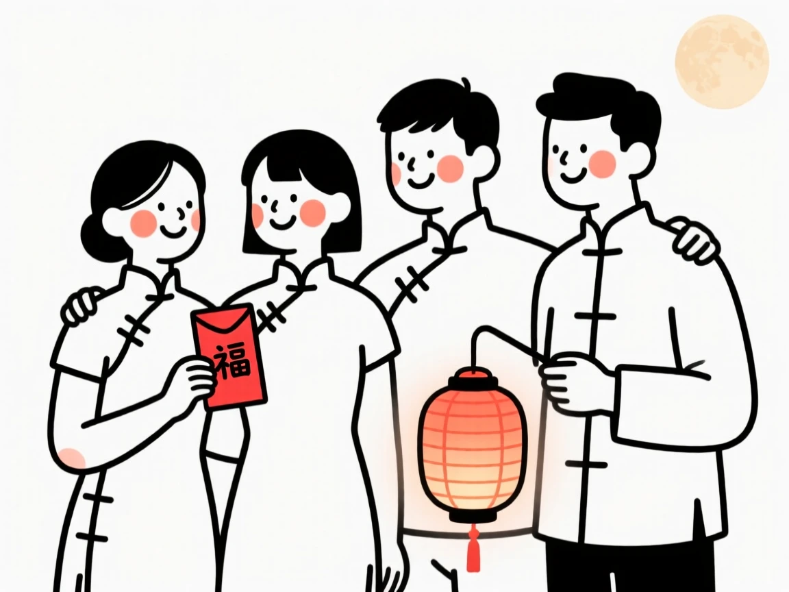 A group of friends celebrating Lunar New Year.