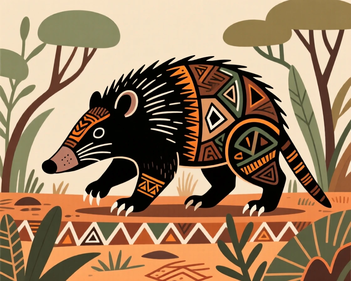 An aardvark stalking through the bush.