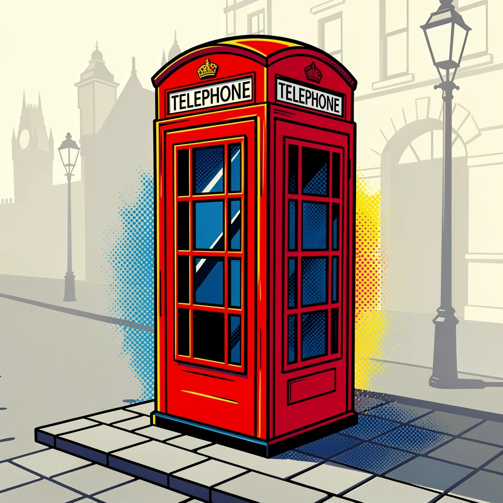 A vintage telephone booth on a quiet London street