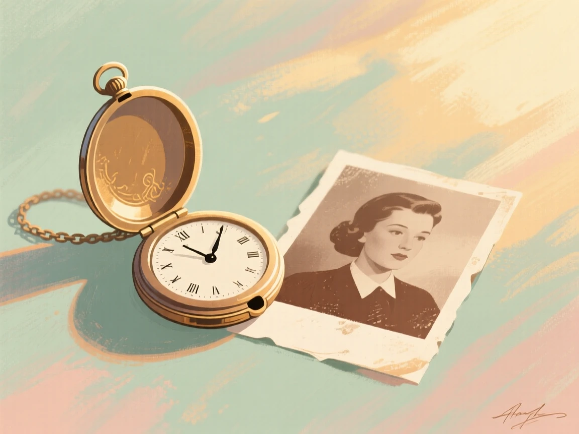 An antique locket resting open beside a faded photograph