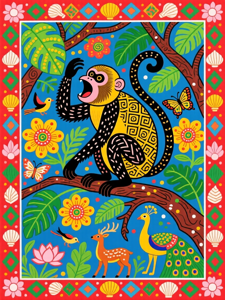 A howler monkey calling out from the top of a rainforest canopy.