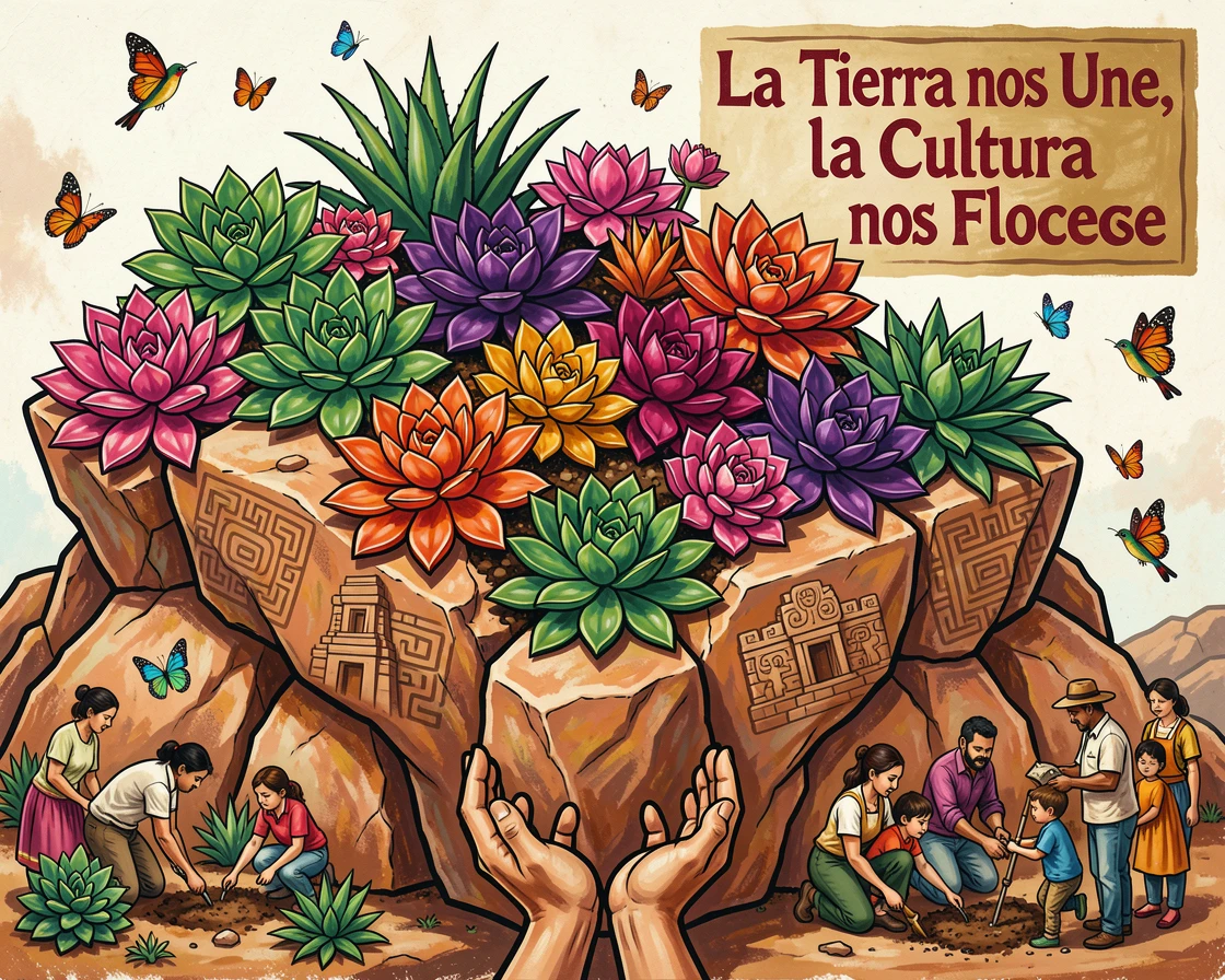 A succulent garden arranged in a beautiful rock formation