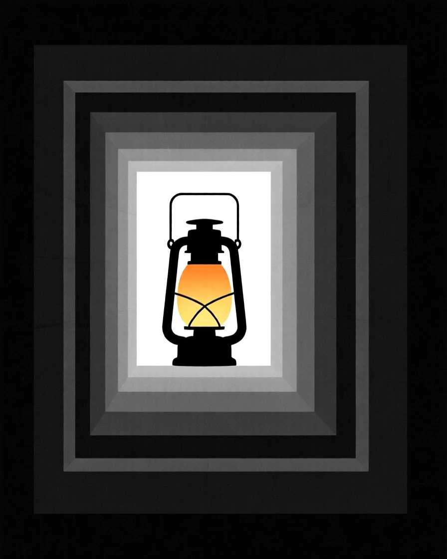 A single lantern glowing at the end of a dark tunnel