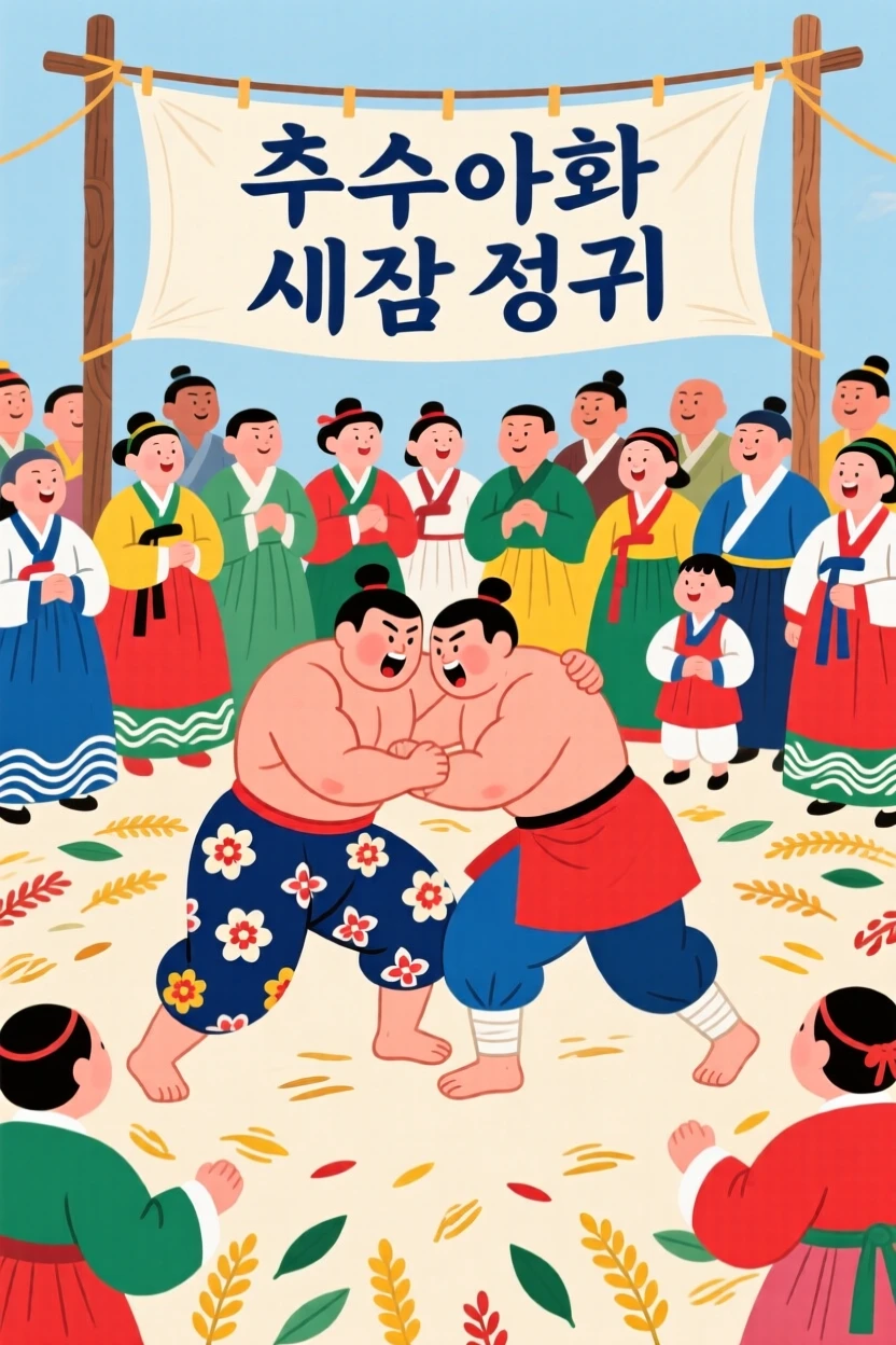 A crowd gathered to watch traditional wrestling during a harvest festival.