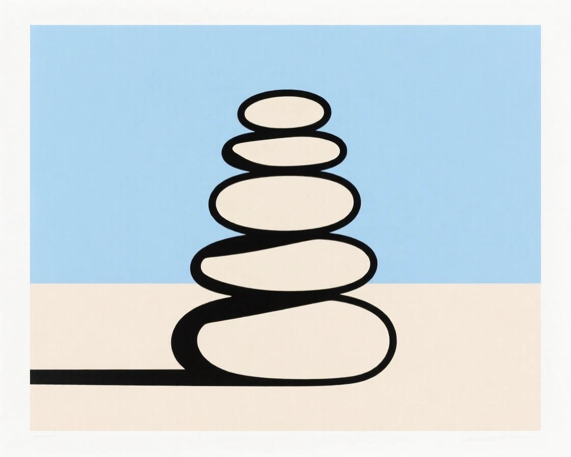 A stack of stones balanced on a beach