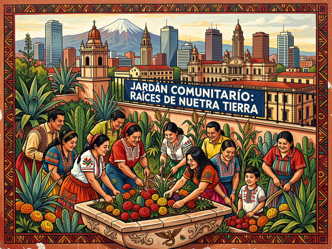 A rooftop garden overlooking a bustling city skyline