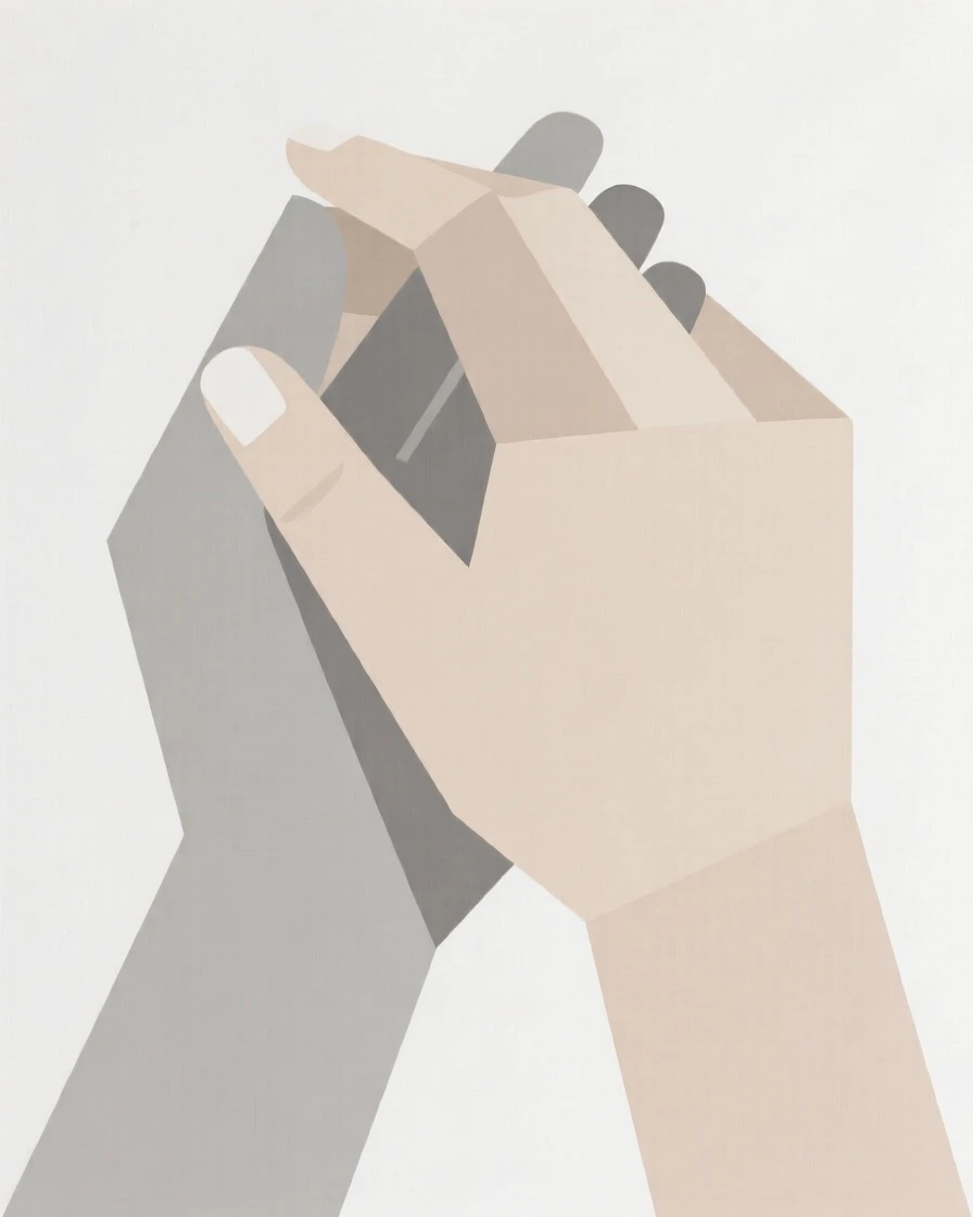 A pair of hands forming a gentle embrace