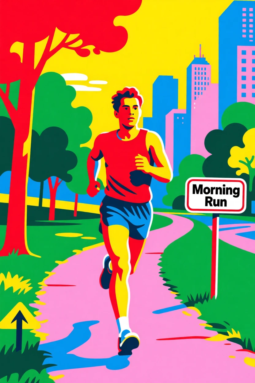 Morning run along a scenic city trail