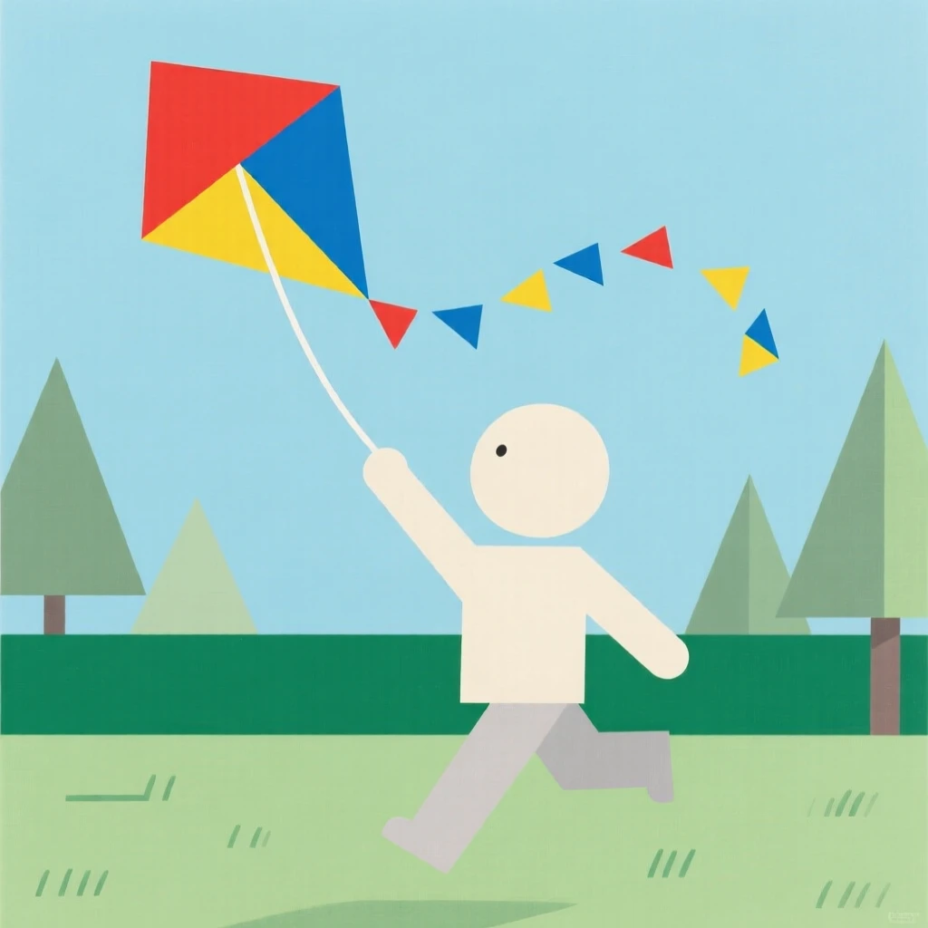 A child flying a colorful kite in a park