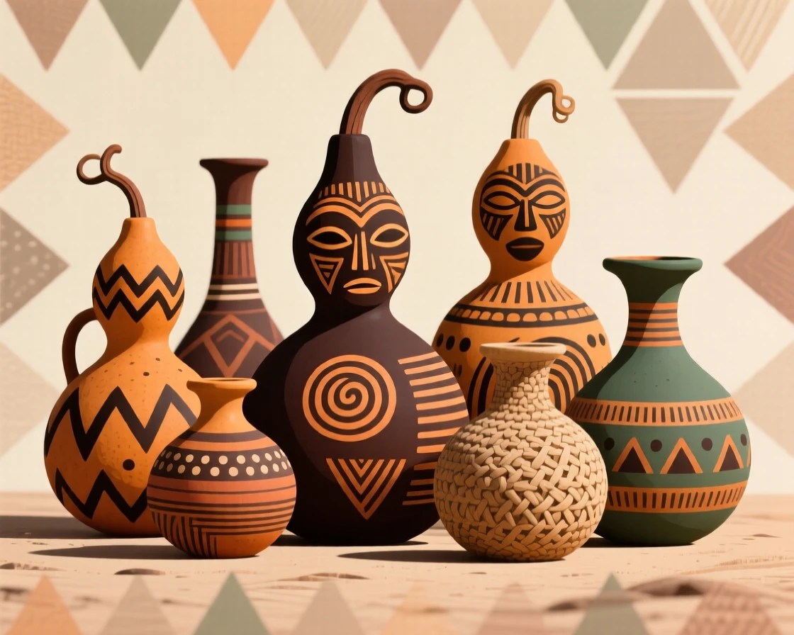 A collection of gourds used as water vessels.