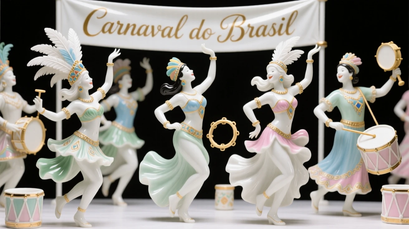 A vibrant Brazilian carnival parade celebration, filled with joyful movement and tradition.