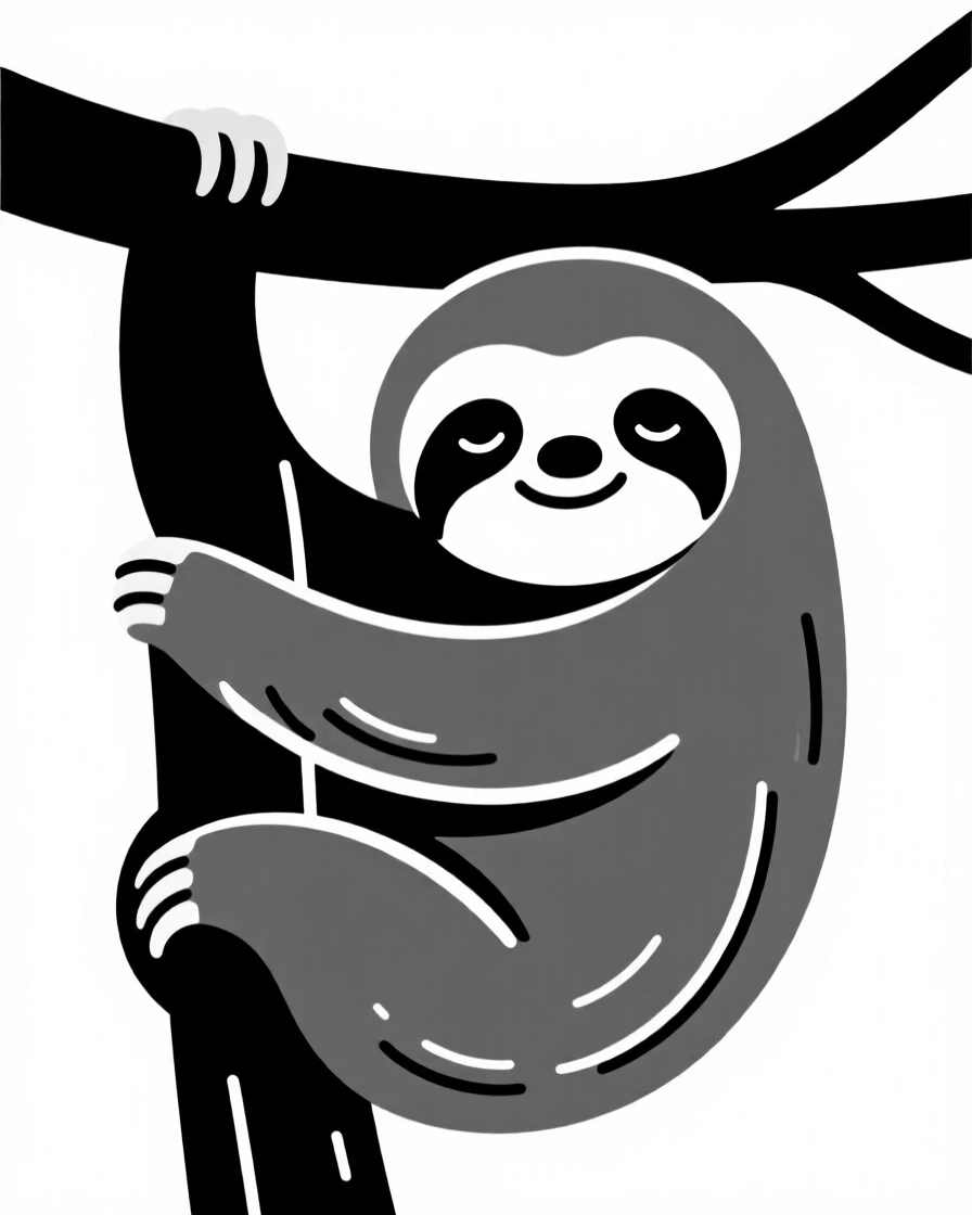 A baby sloth clinging to a branch.
