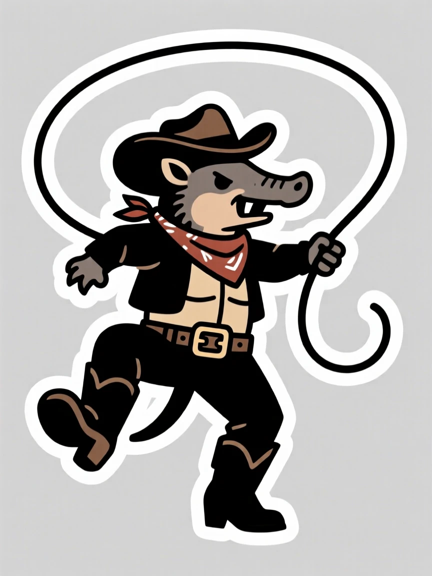 An action-packed cowboy-style armadillo twirling a lasso, striking a confident heroic pose, during an exciting made-up adventure.