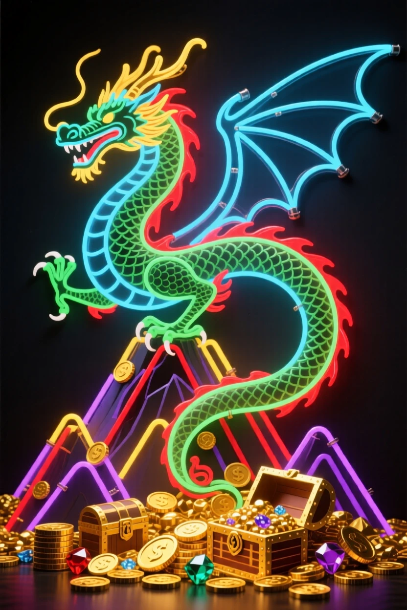 A massive dragon perched atop a mountain of gold and treasure.