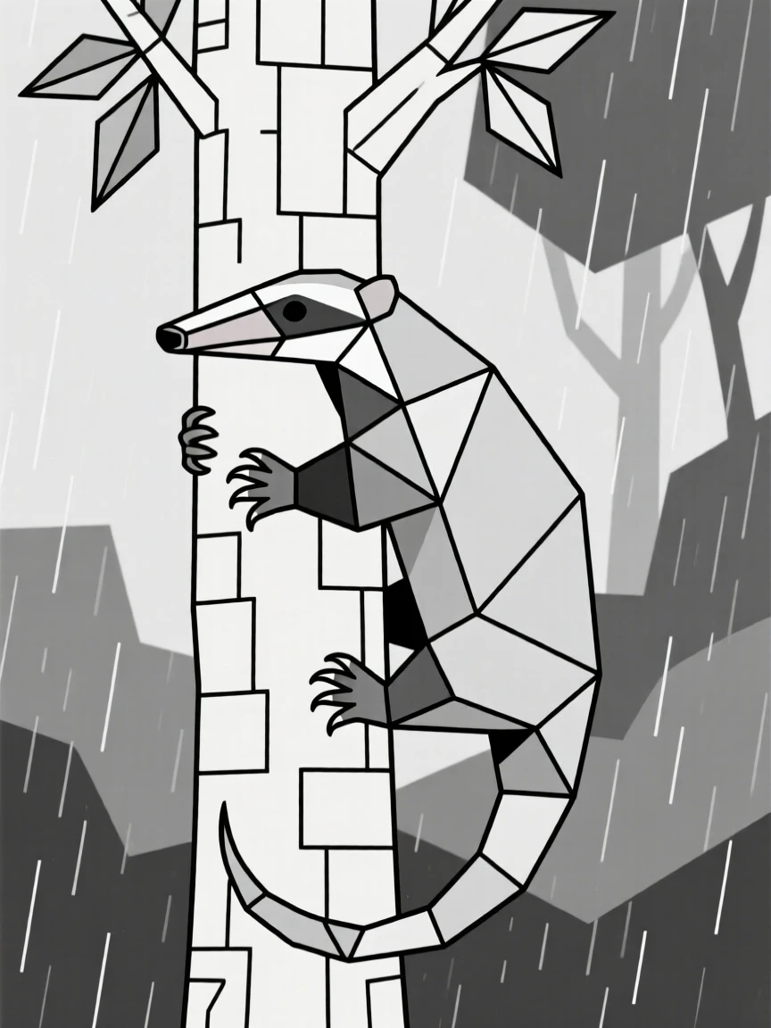 A tamandua climbing a rainforest tree