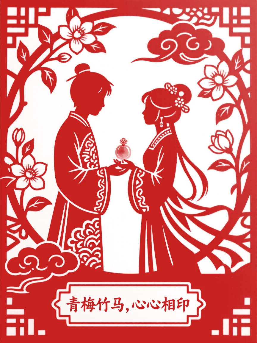 A young couple exchanging jade tokens as a promise of devotion, the scent of jasmine filling the evening air.