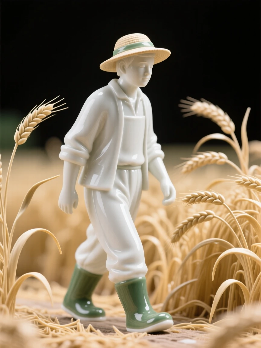 An everyday moment of quiet beauty: a farmer walking through golden wheat fields, evoking a comforting sense of home.