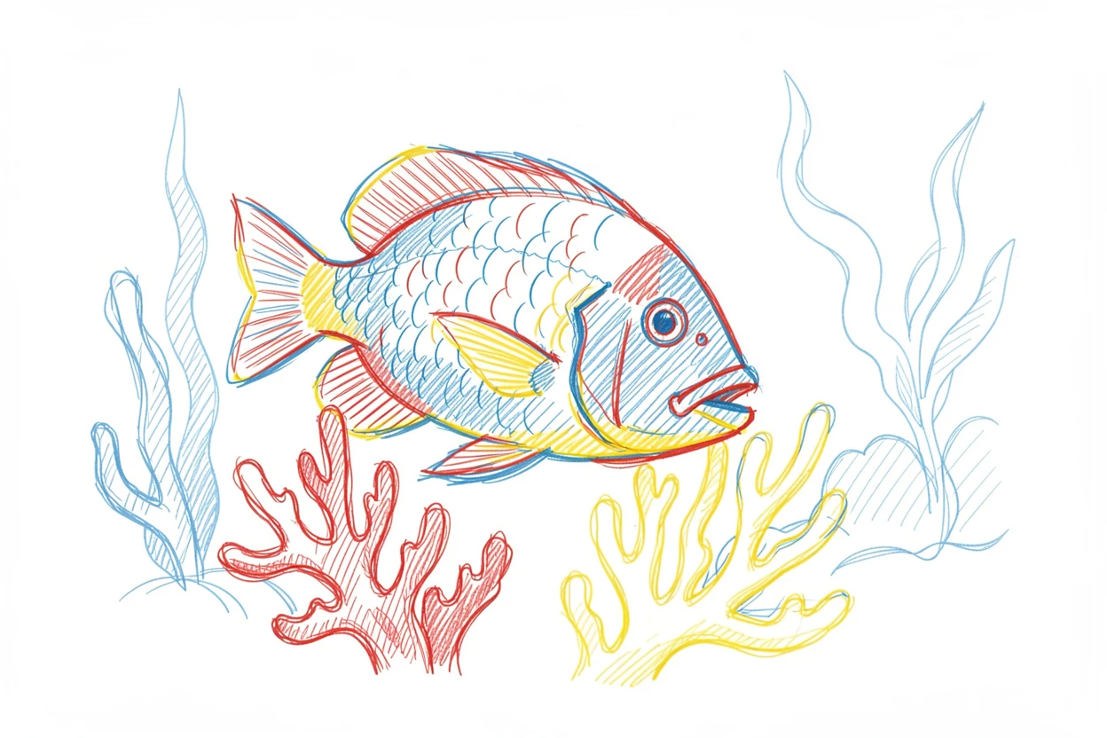 A colorful parrotfish nibbling coral on a vibrant tropical reef