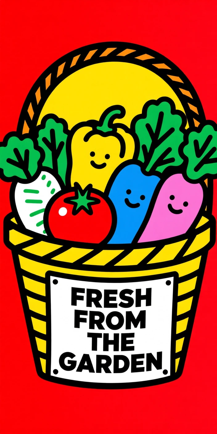 Garden harvest basket with fresh vegetables
