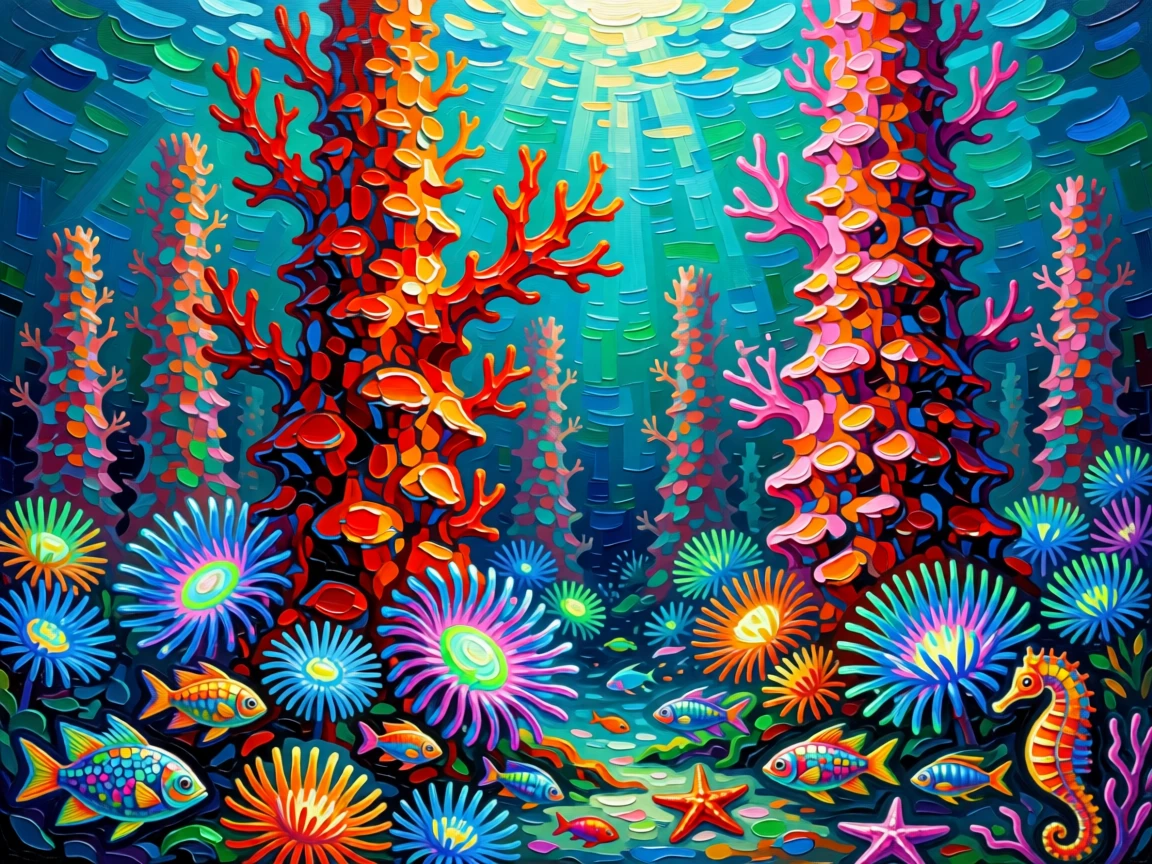 An underwater kingdom of coral spires and glowing anemone gardens
