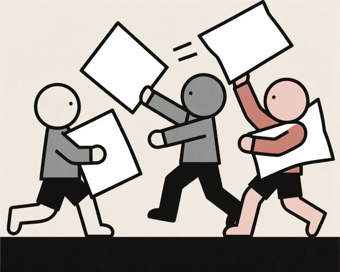 A group of kids having a pillow fight