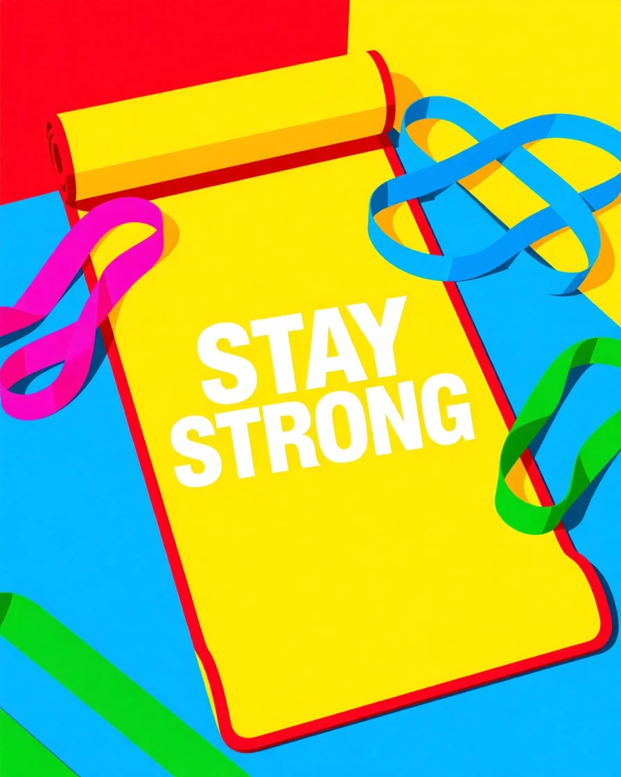 Home workout mat with resistance bands