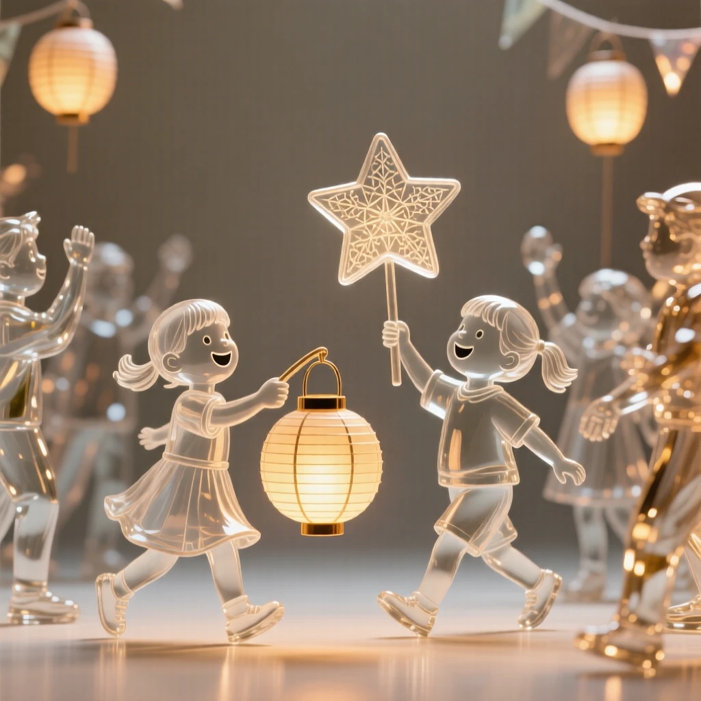 With music and drumbeats echoing through the streets, children carrying handmade lanterns through a festival crowd