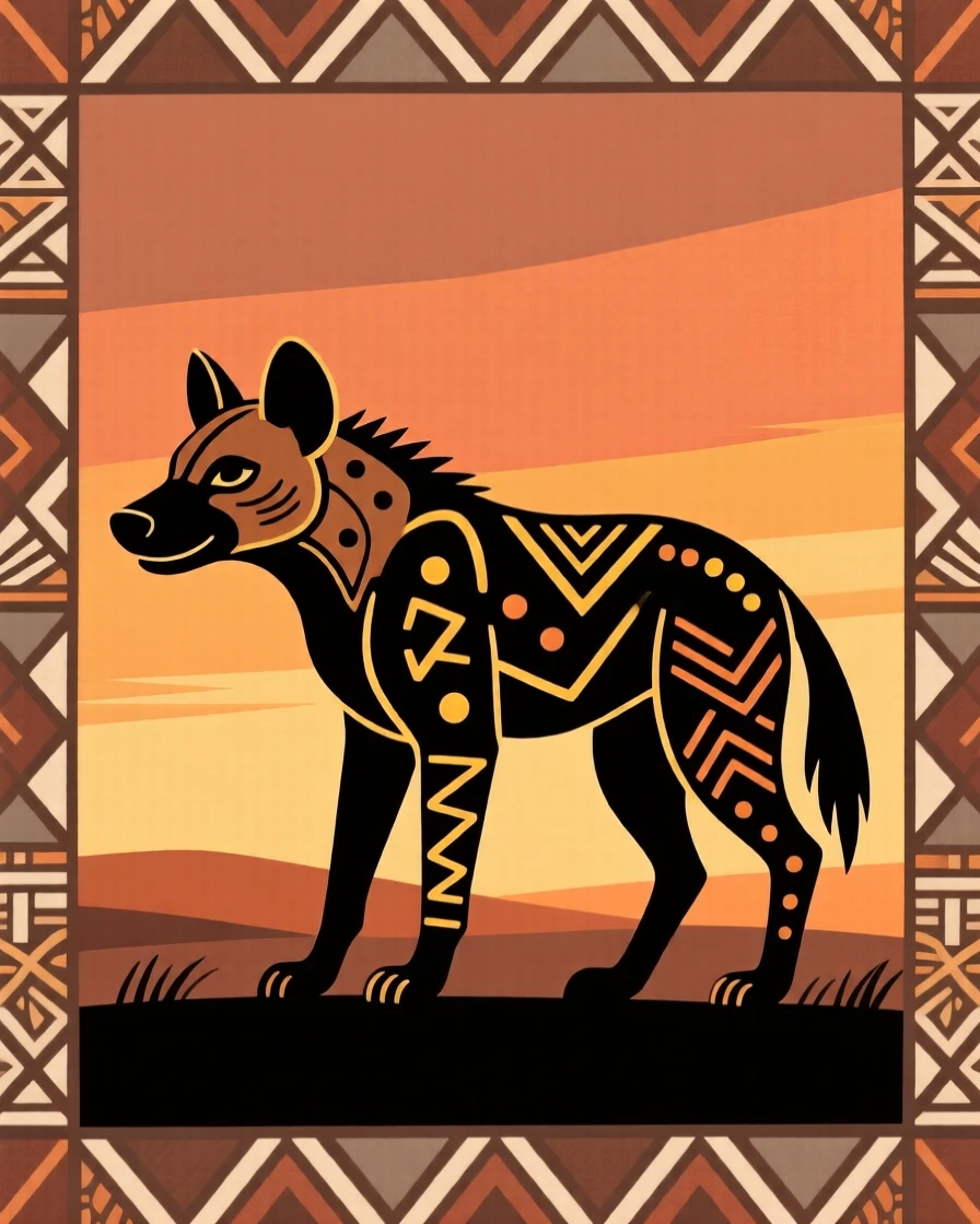 A hyena silhouetted against the horizon.