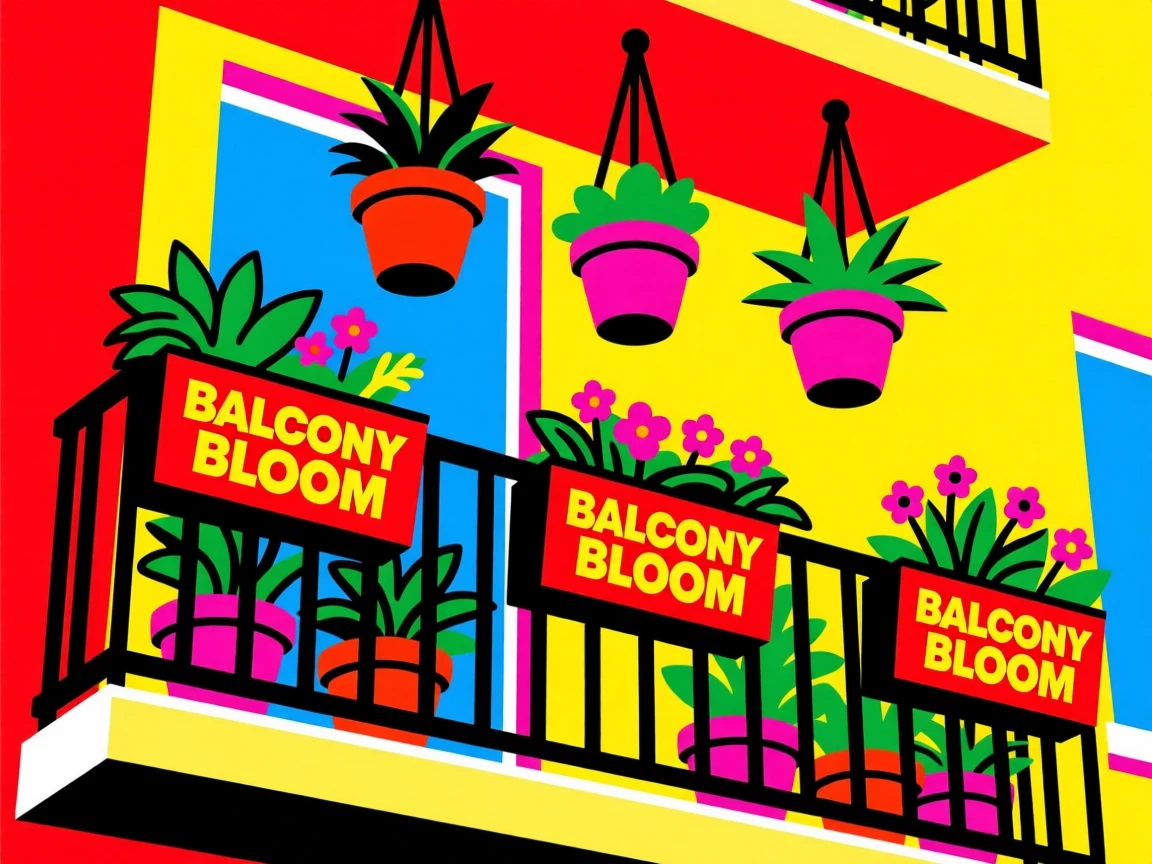 Balcony garden with hanging planters