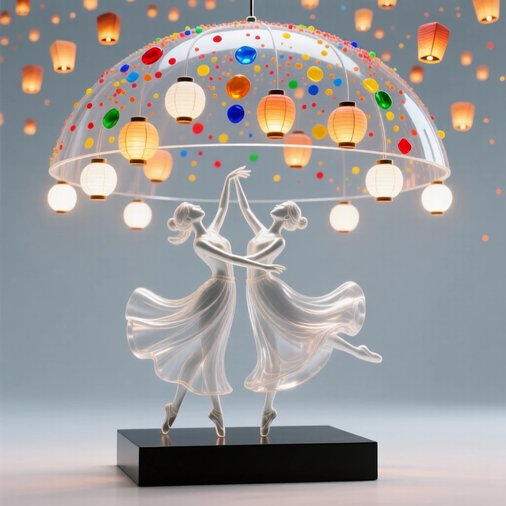 Beneath a sky lit by hundreds of floating lanterns, dancers spinning together beneath a canopy of colorful powder