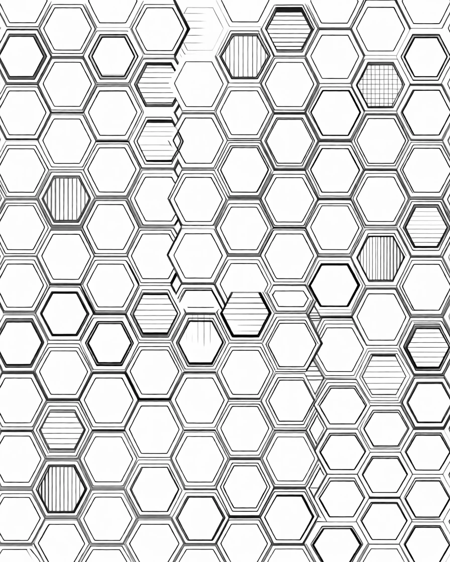 A tessellation of hexagons forming a honeycomb design