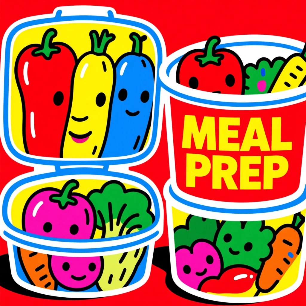 Meal prep containers filled with colorful vegetables