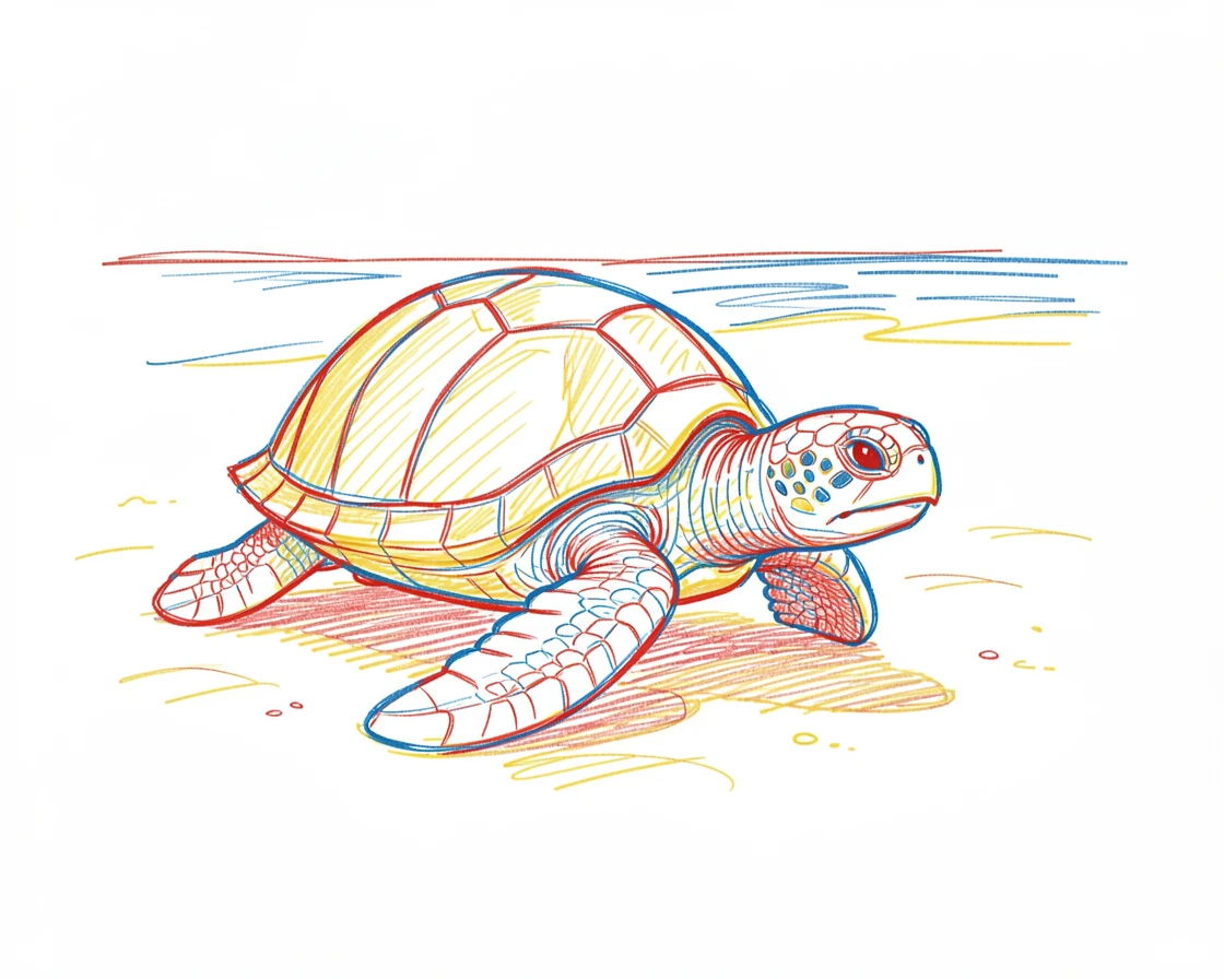 A leatherback turtle hatchling making its first journey to the sea