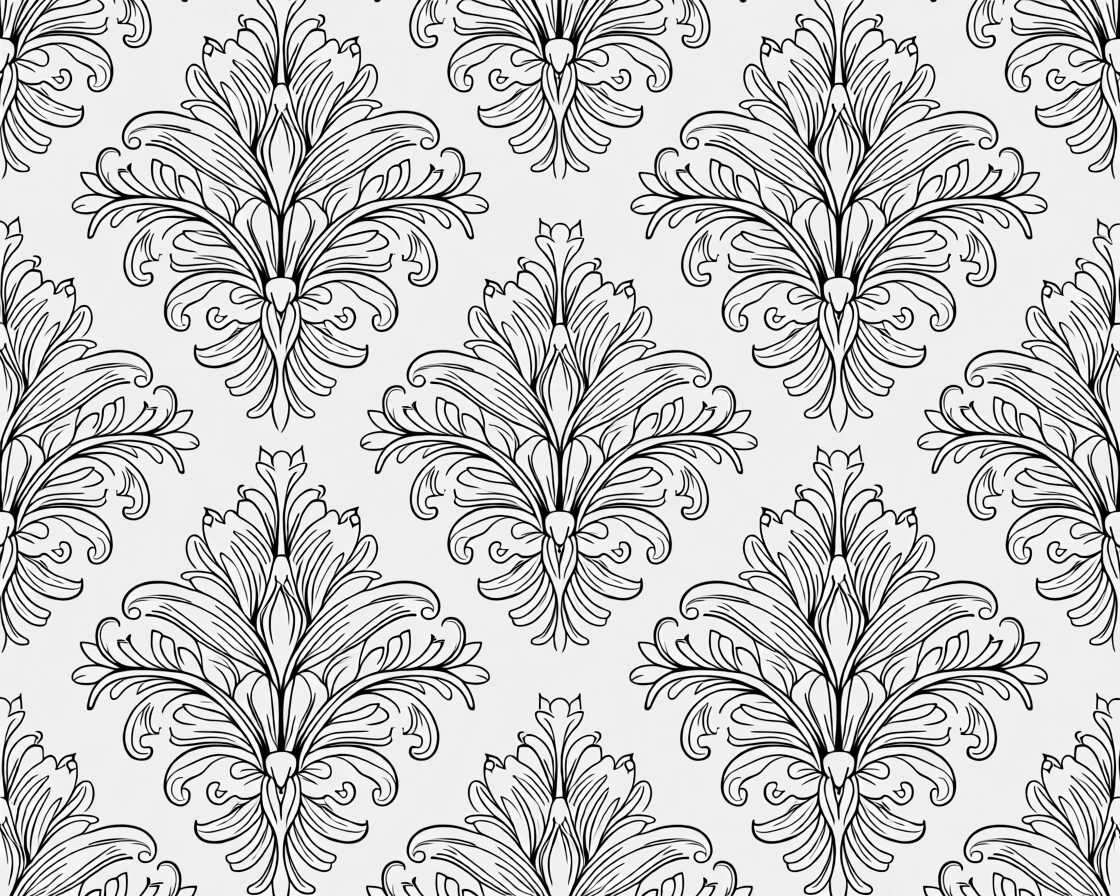 A floral damask pattern repeating across a fabric surface
