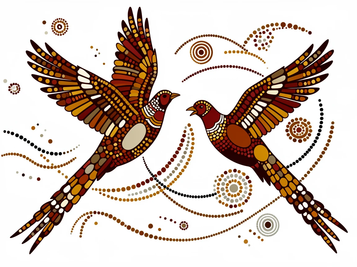 A pair of pheasants flying side by side