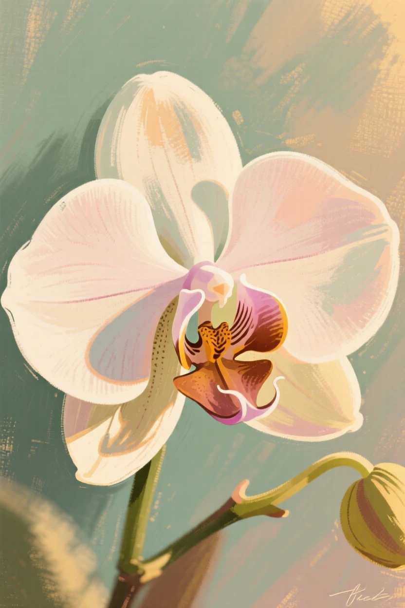 A close-up of a delicate orchid blossom in soft focus