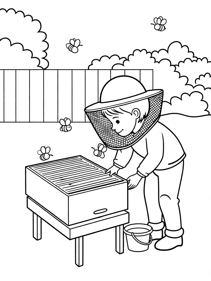 A young beekeeper's helper checking on a backyard hive