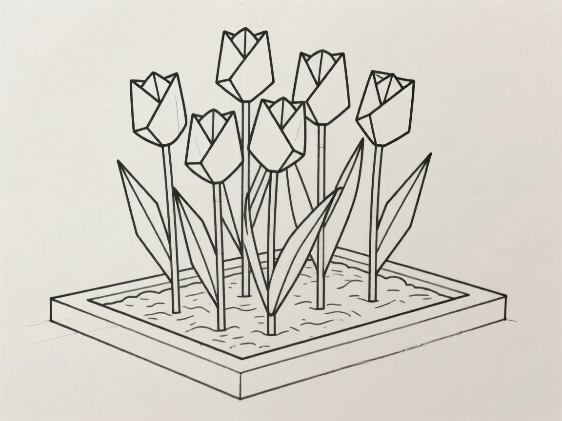 A cluster of tulips in a garden bed