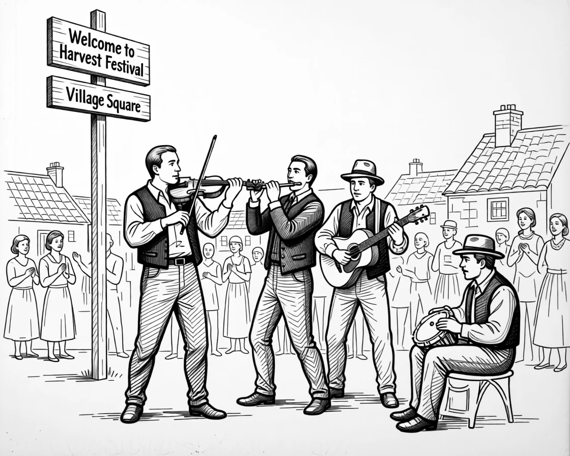 A traditional folk music performance filling a village square with song.