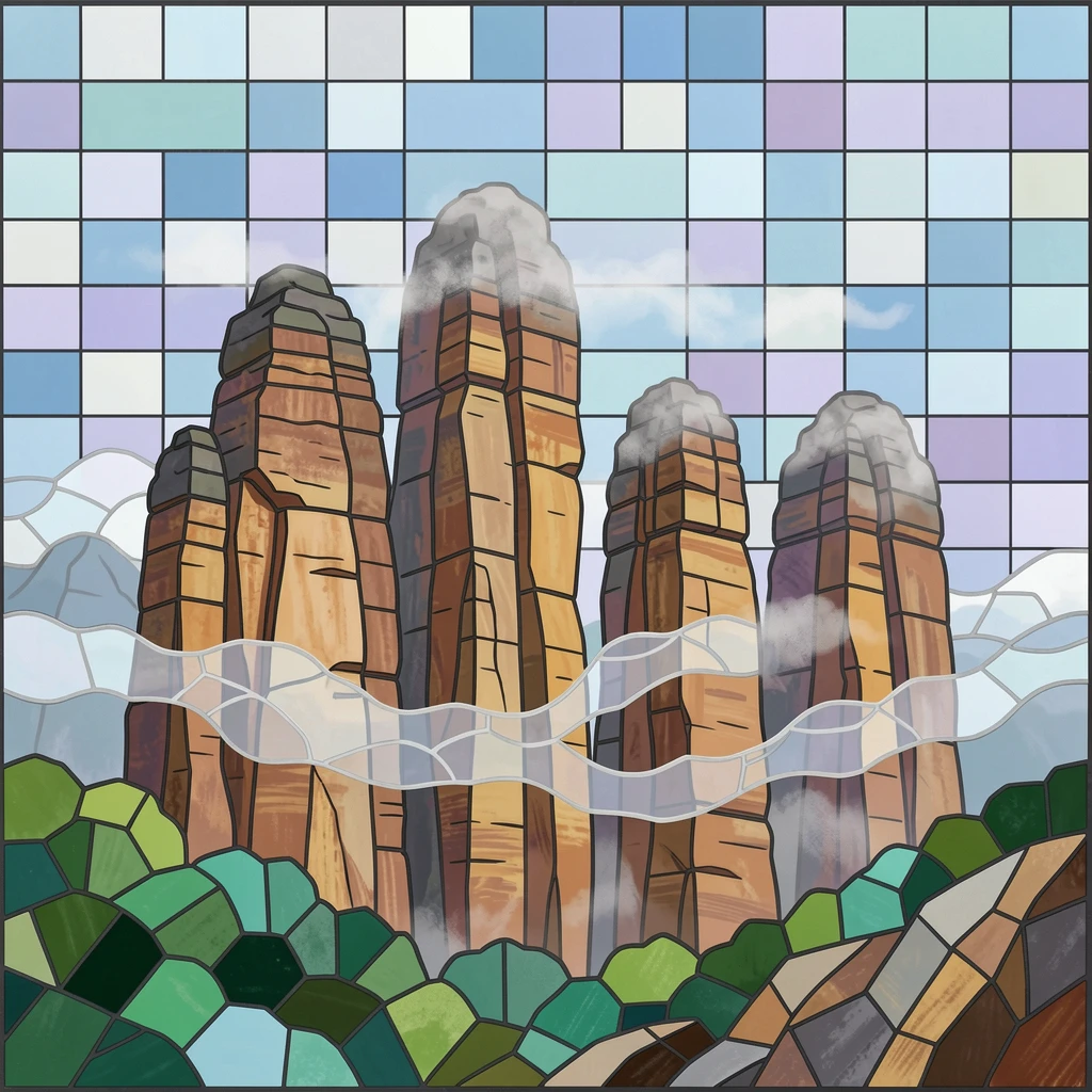 The misty peaks of Zhangjiajie's sandstone pillars.