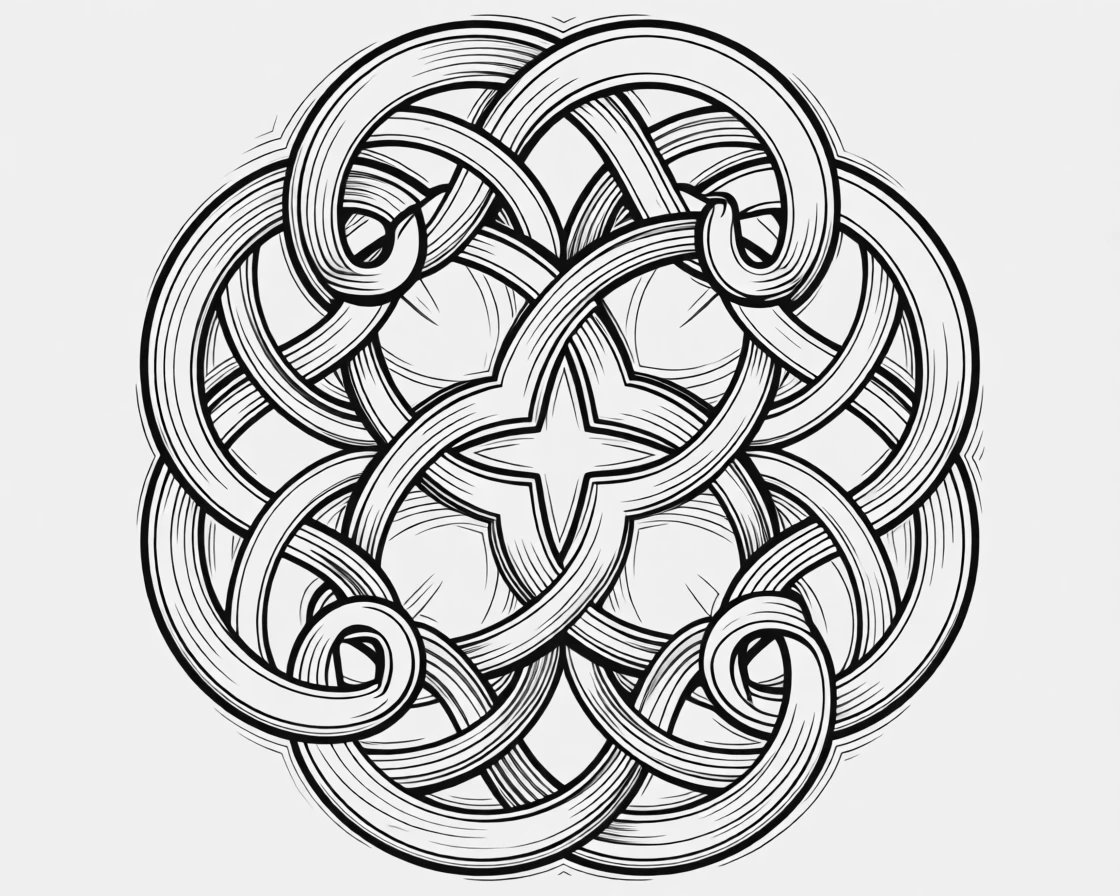 A Celtic knot pattern with continuous interwoven lines