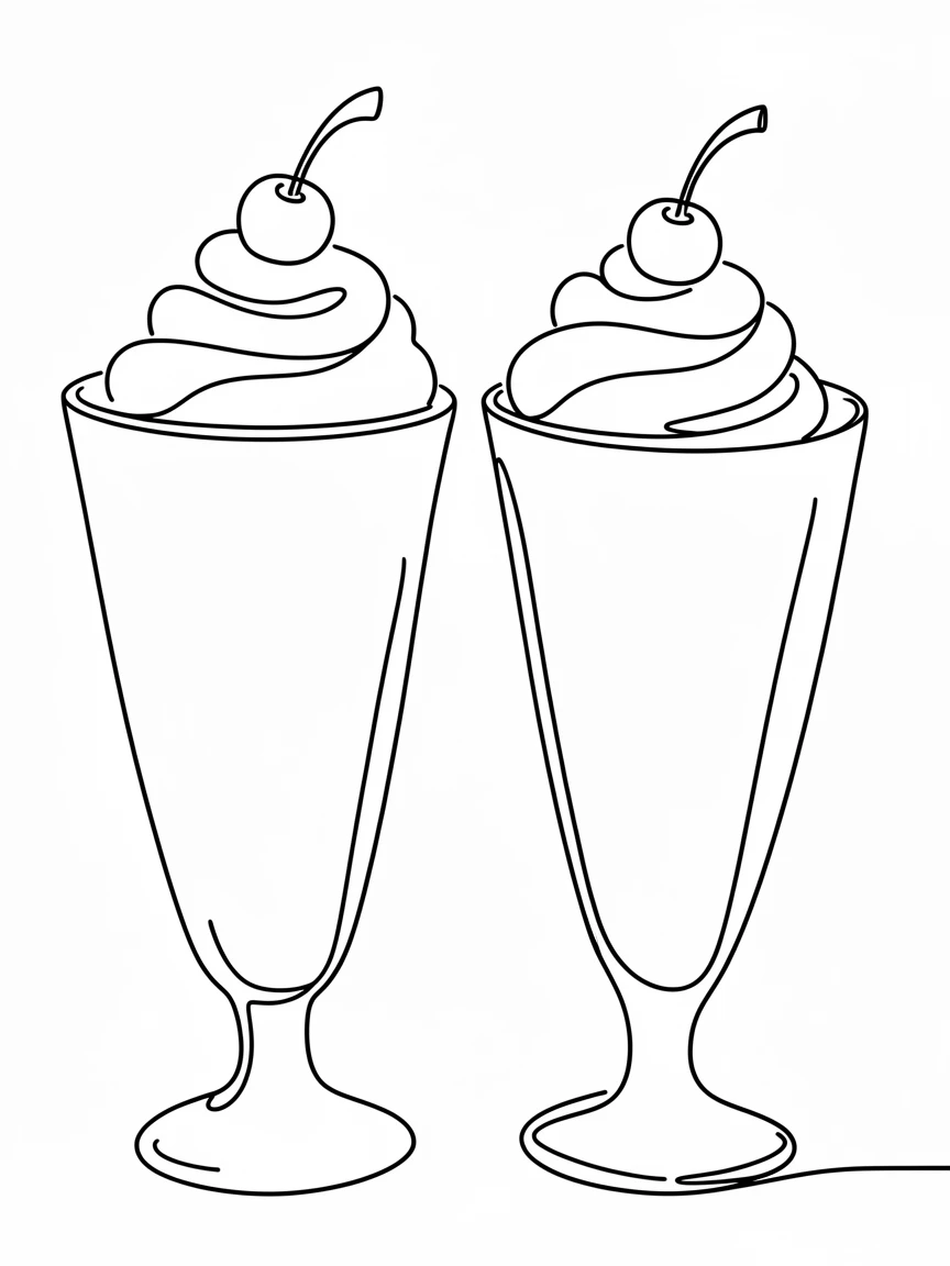 A pair of frosty milkshakes topped with whipped cream and a cherry